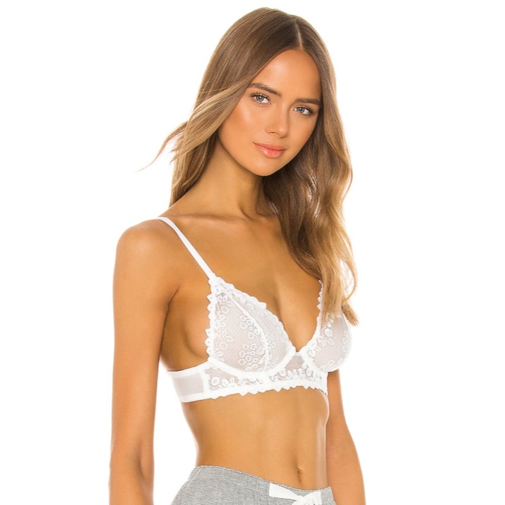 Free People White Sheer Lace Triangle Bralette